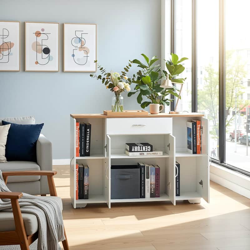 Homy Casa Kitchen Storage Cabinet with Drawer & 4 Doors - N/A