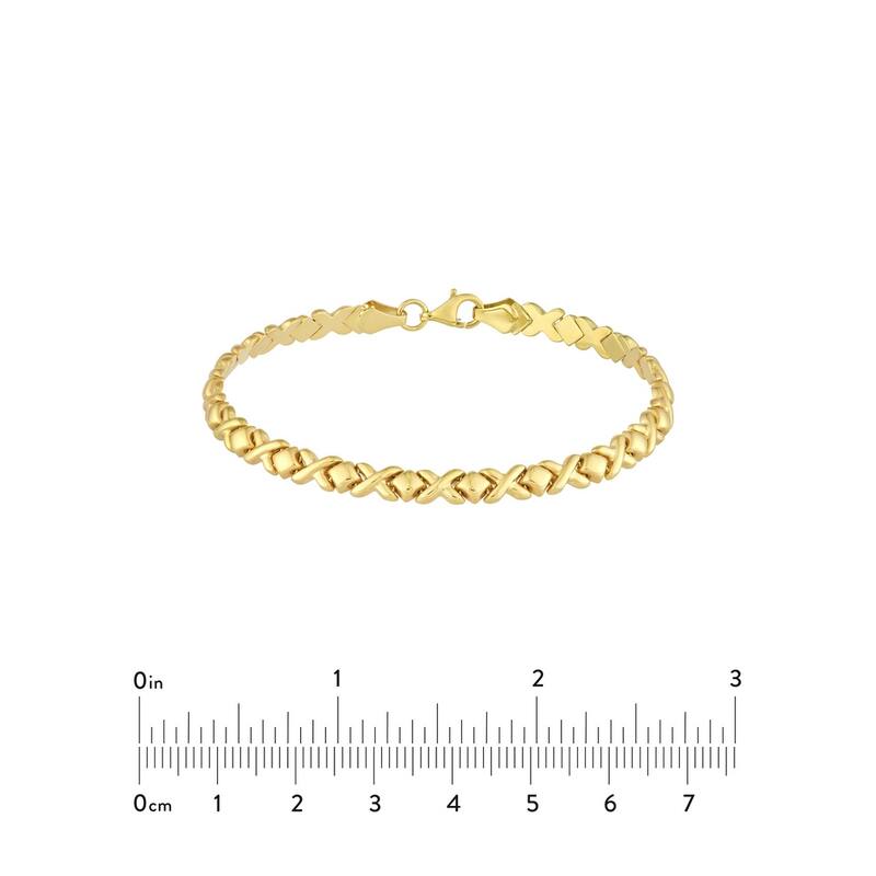 Curata 14k Yellow Gold Mini Xo Stampato Bracelet 7.50 Inch