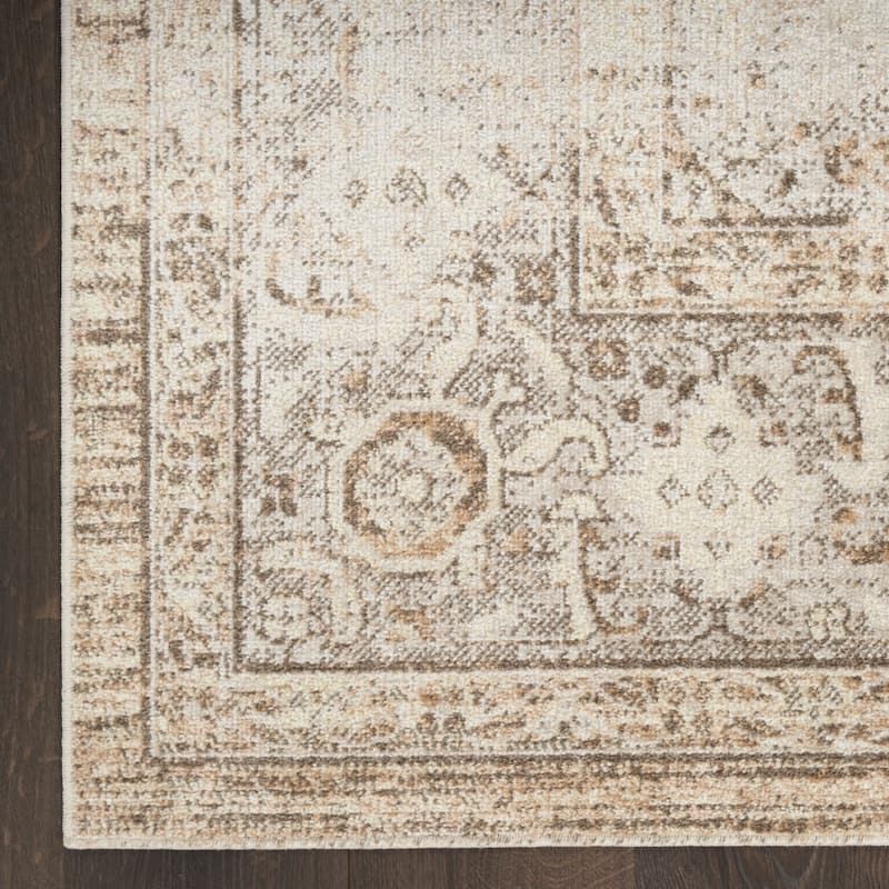 Laway Power Loomed Distressed Geometric Floral Low Pile Area Rug By HomeRoots - 63' X '63' X '0.25
