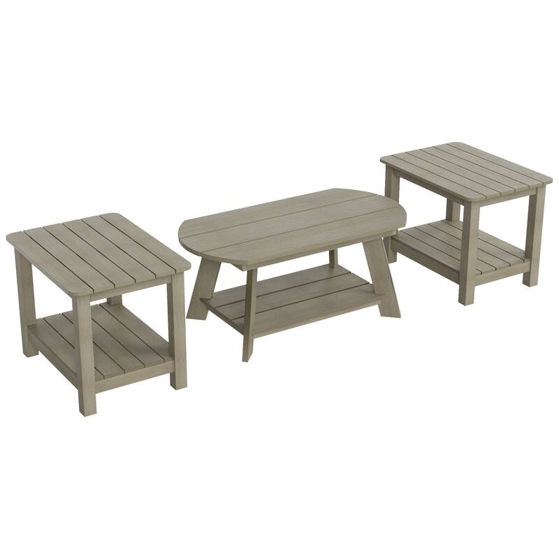 Vineyard HIPS Outdoor Eco-Friendly Coffee Table and Side Tables (3-Piece Set)
