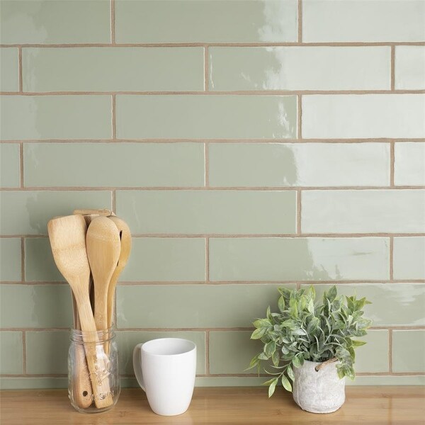SomerTile 3x12-inch Gloucester Sage Ceramic Wall Tile (22 tiles/5.5 sqft.). Opens flyout.