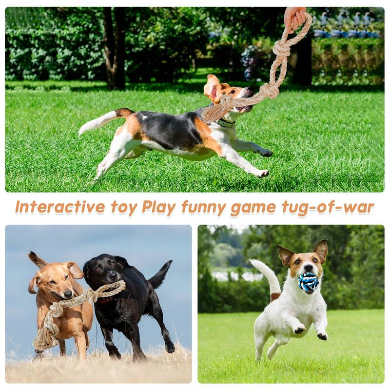 Dog Rope Toys with Interactive Ball, Heavy Duty Dog Rope Toy for Large and Medium Aggressive Chewers, Tug of War Dog Toy