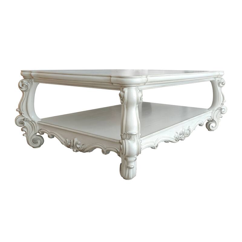 Calvert Coffee Table with Bottom Shelf - Bone White - Wood