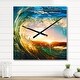 preview thumbnail 9 of 13, Designart 'Colored Ocean Waves Falling Down' Oversized Coastal Wall CLock 16 in. Wide x 16 in. High