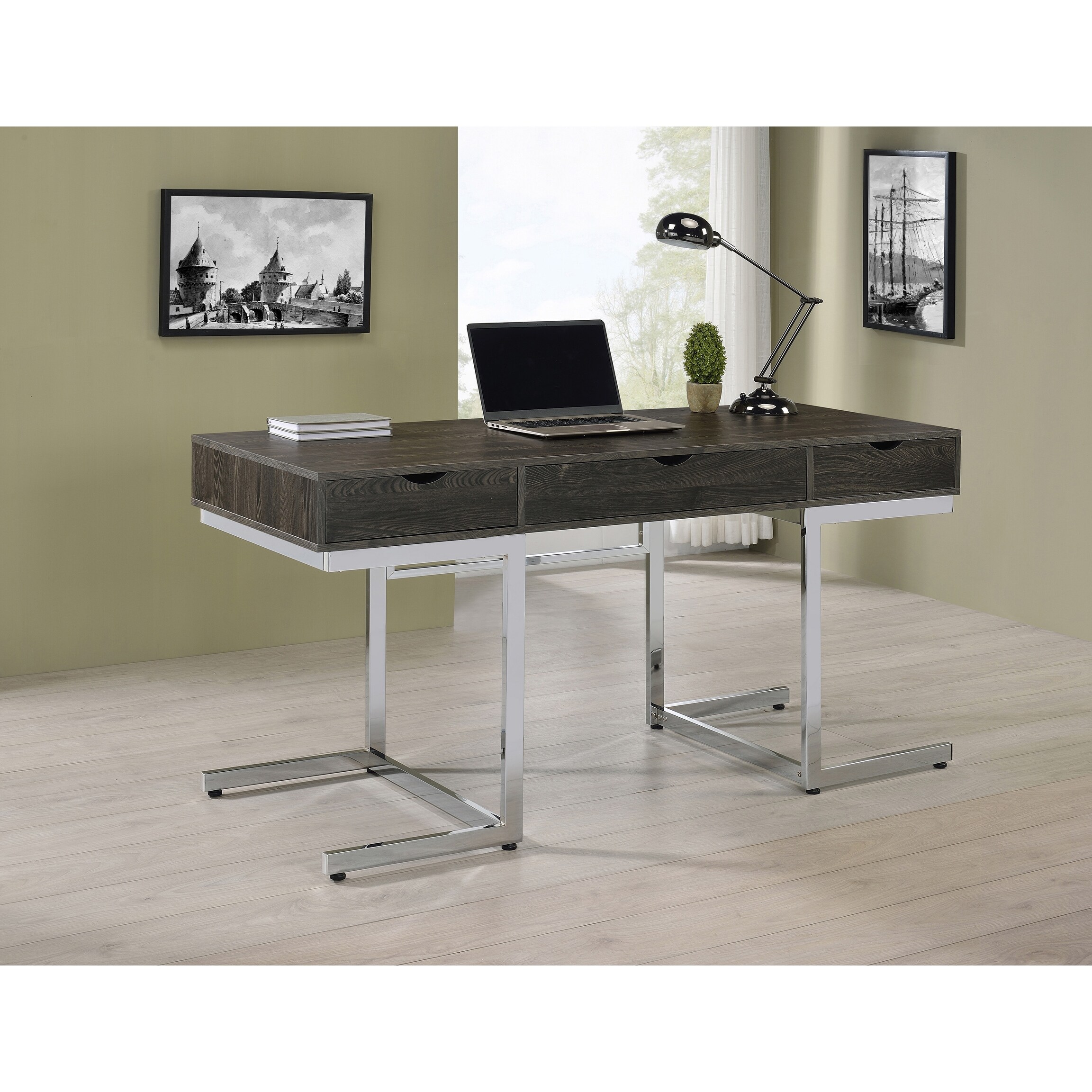 Coaster company contemporary writing desk in glossy discount white finish