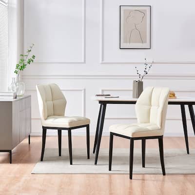 Checkered Faux Leather Upholstered Dining Chairs, Set of 2/4 - 33.7"H x 17.4"W x 17.4"D
