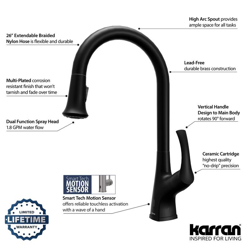 Karran Chantilly Touchless KKF375 Single Handle Pull Down Sprayer Kitchen Faucet