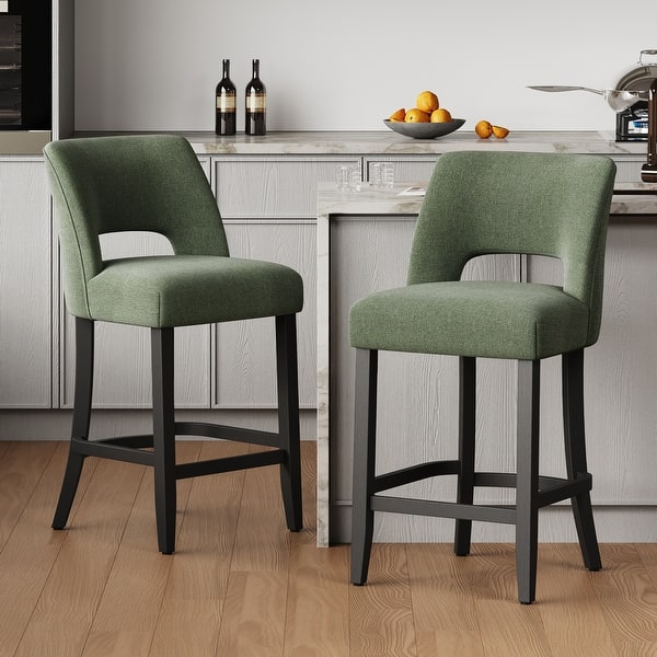 slide 2 of 61, Upholstered Counter Height Bar Stools with wood legs for Kitchen Island Dining Room