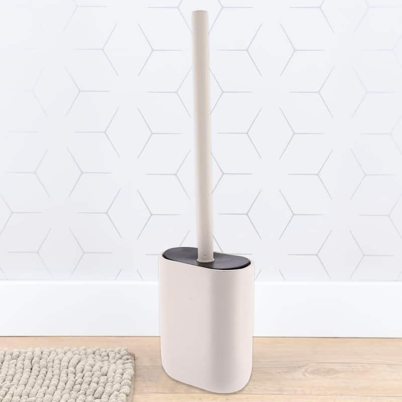 Oval Toilet Brush And Holder Set - 4 L x 2.5 W x 15.25 H