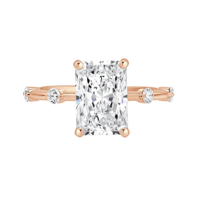 Auriya 14K Gold Tapered Emerald Lab Grown Diamond Engagement Ring 1.12 - 5.28ct. tw. (F-G, VS)