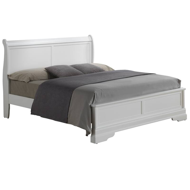 Solid Wooden Rectangular Queen Panel Bed - 87" - White