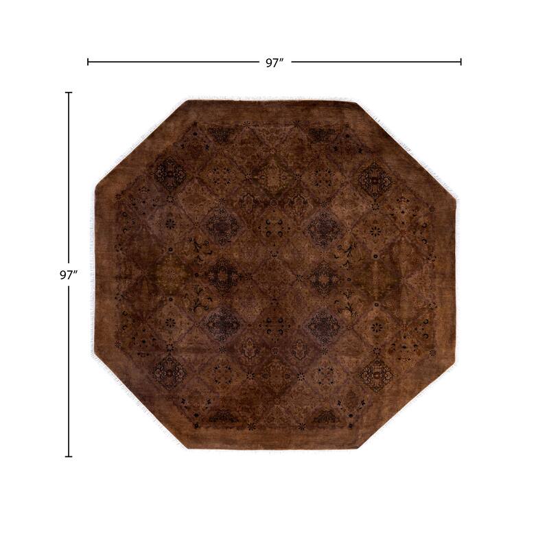 Overdyed One-of-a-Kind Hand-Knotted Octagon Area Rug - Brown - 8' 1" x 8' 1"