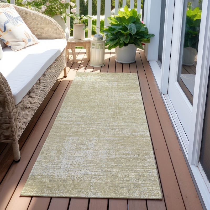 Machine Washable Indoor/ Outdoor Chantille Abstract Solid Rug - Beige - 2'3" x 7'6"
