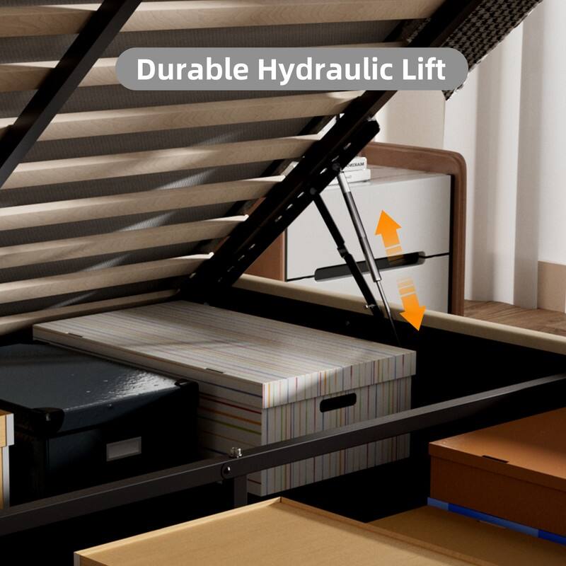 Full Size Lift-Up Storage Bed, White