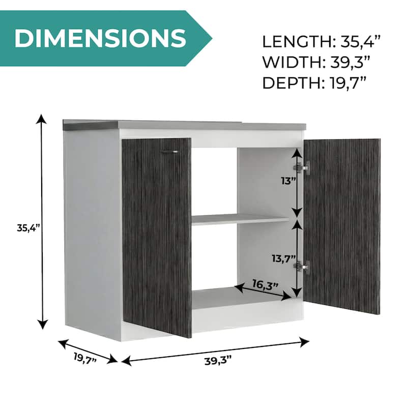 TUHOME Napoles Utility Sink Cabinet with Integrated Steel Sink