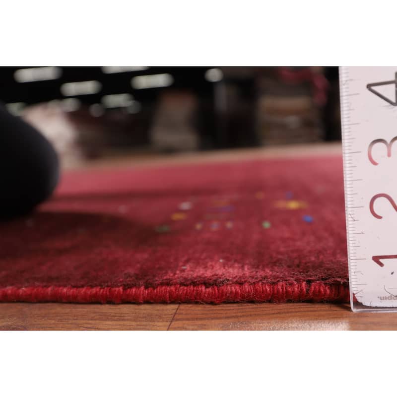 Tribal Gabbeh Oriental Area Rug Handmade Tribal Red Silk Carpet - 5'4" x 8'0"