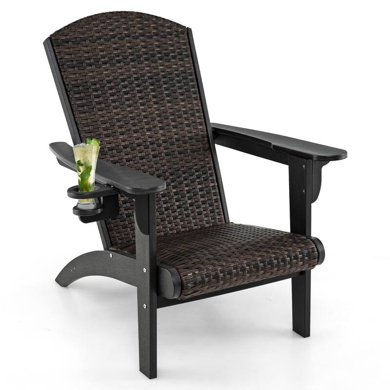 Gymax Set of 4 Adirondack Chair w/ Rattan Padded Seat & Back Wide