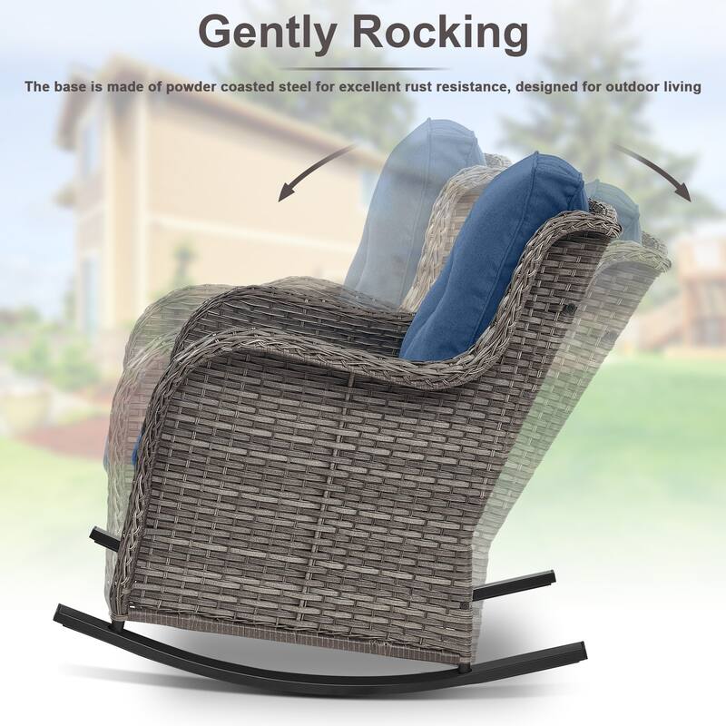 Gymojoy 7-Piece Outdoor Wicker Patio Furniture with 3 Seat Sofa, Rattan Coversation Set with Water Resistant Thick Cushions