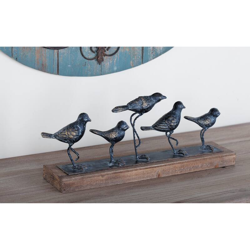 Metal Bird Sculpture - Gray - Roche River Decor - 4"W x 18"L x 7"H