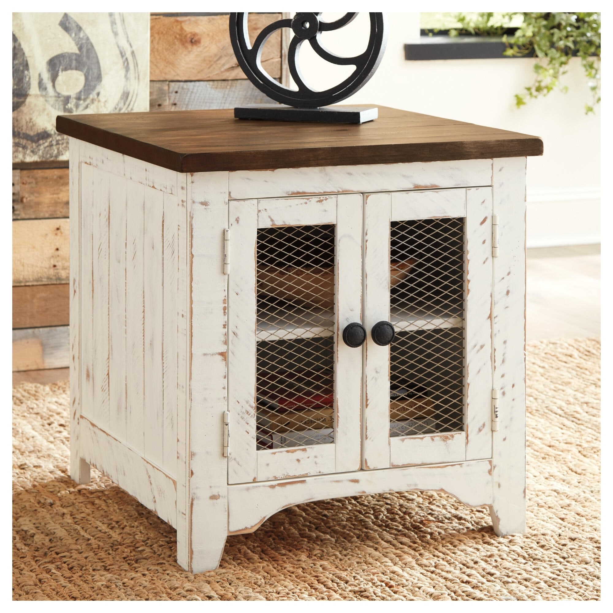 Signature Design by Ashley Wystfield Brown/White Pine Wood End Table - 24"W x 26"D x 25"H