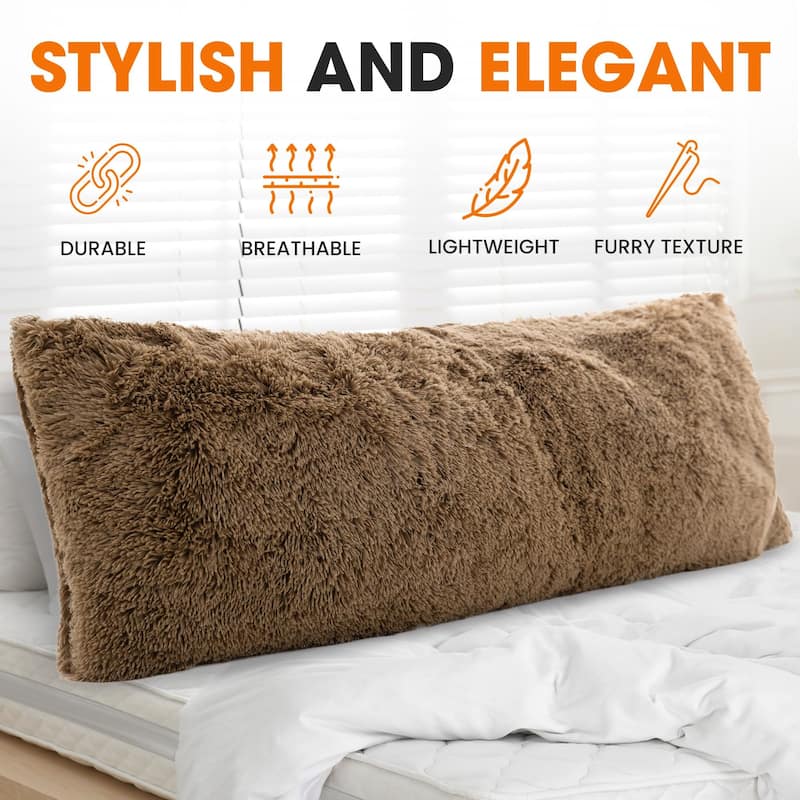 Cheer Collection 20" x 54" Long Hair Shaggy Body Pillow