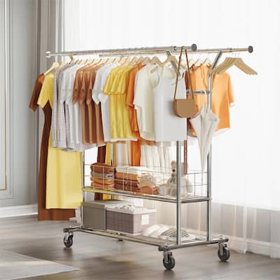 625 lbs Clothing Racks with Wheels - 71"D x 21.65"W x 68"H