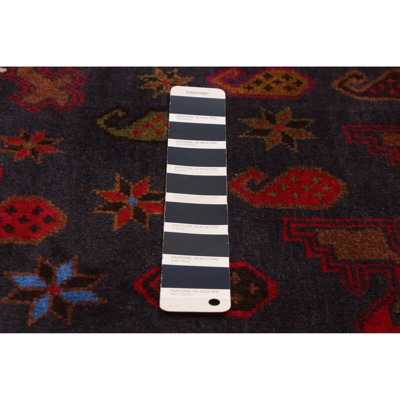 Teimani Navy, Red Rug 3'7" x 6'3" - 3'7 x 6'3