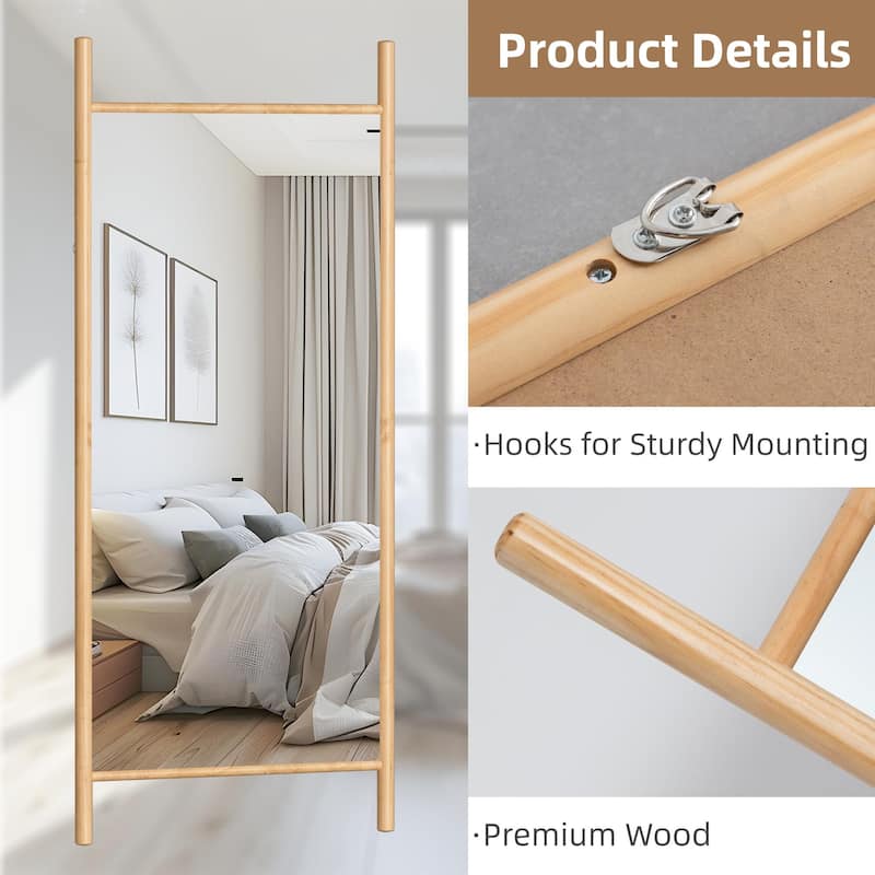 Wooden Frame Ladder-Style Wall Mirror full length mirror - 71*31