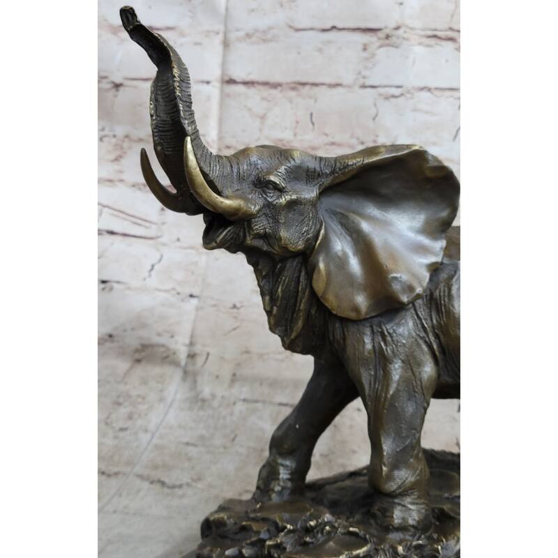 Bronze Metal Elephant Statue Sculpture Figure Figurine 12 Inches X 14 Inches