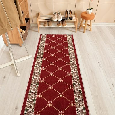 Custom Size Fleur De Lis 26 Inch Wide Non-Slip Stair Runner Rug