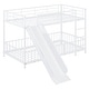 preview thumbnail 68 of 70, Metal Bunk Bed with Slide and Door, Twin Over Twin/Full Over Full Low Bunk Bedframe with Fence Guardrails and Ladder for 2 Kids