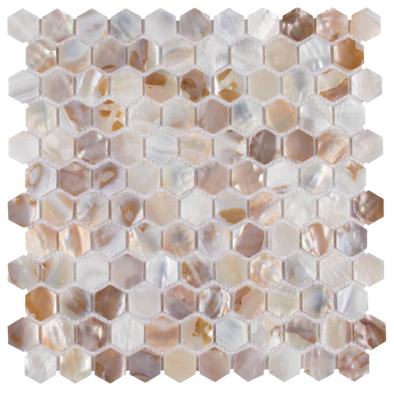 Merola Tile Conchella Hex Natural 11-1/2" x 11-5/8" Natural Shell Wall Tile