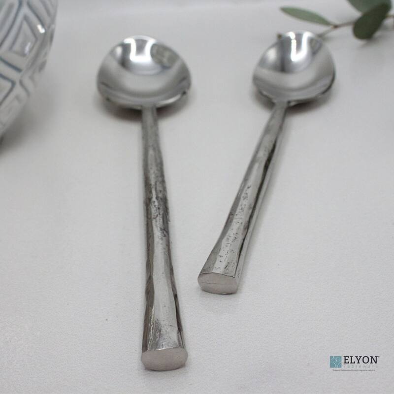 Elyon Lavista Reflective Silver 20 Piece Flatware Set Indian Artisan-Made Set Hand-Forged Stainless Steel Service for 4