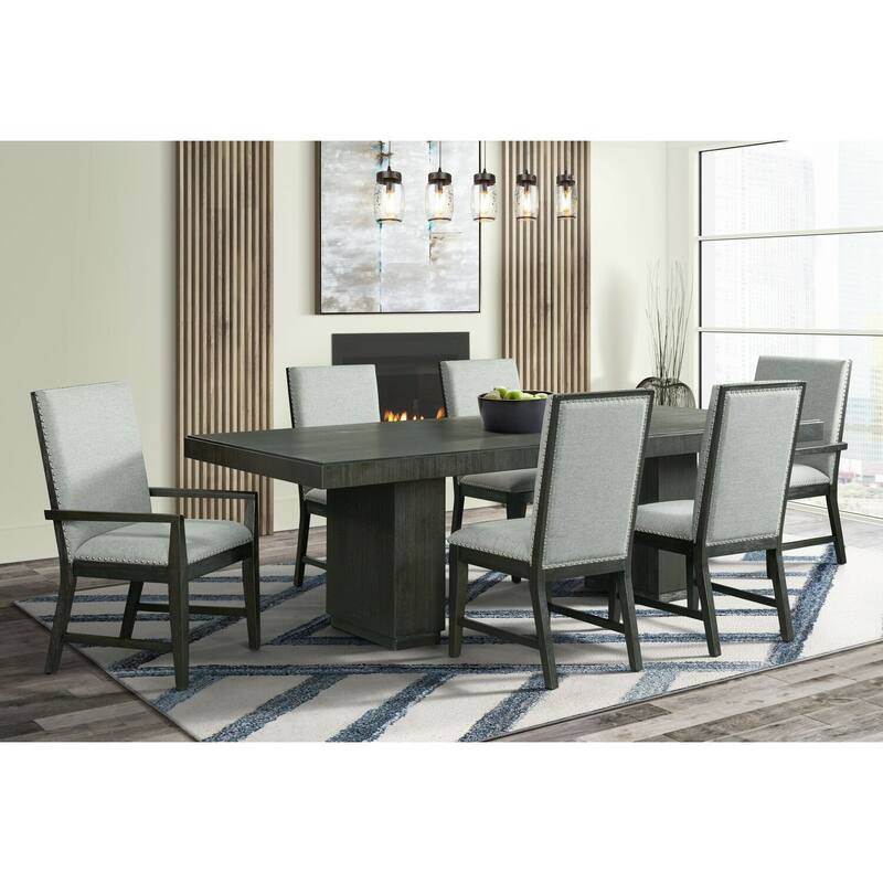Standard Arm Chairs Set Gray, Dining Room Chairs with Chrome Trim, Comfortable Seating - 39