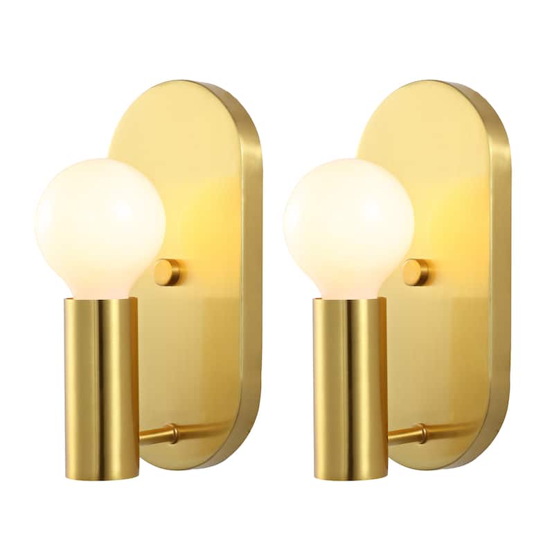 SAFAVIEH Lighting Irima Wall Sconce (Set of 2) - Satin Brass/Opal - 5"W x 4"D x 10"H