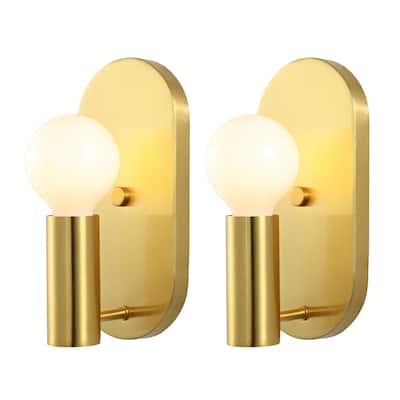 SAFAVIEH Lighting Suniti Wall Sconce (Set of 2) - 5" W x 4" D x 10" H - Satin Brass/Opal - 5Wx4Dx10H