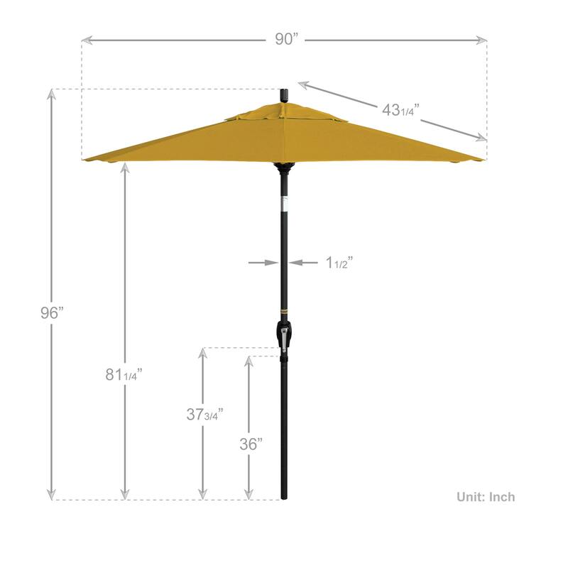 California Umbrella 75' Round Crank Lift Push Button Tilt Black Aluminum Patio Umbrella Sunbrella