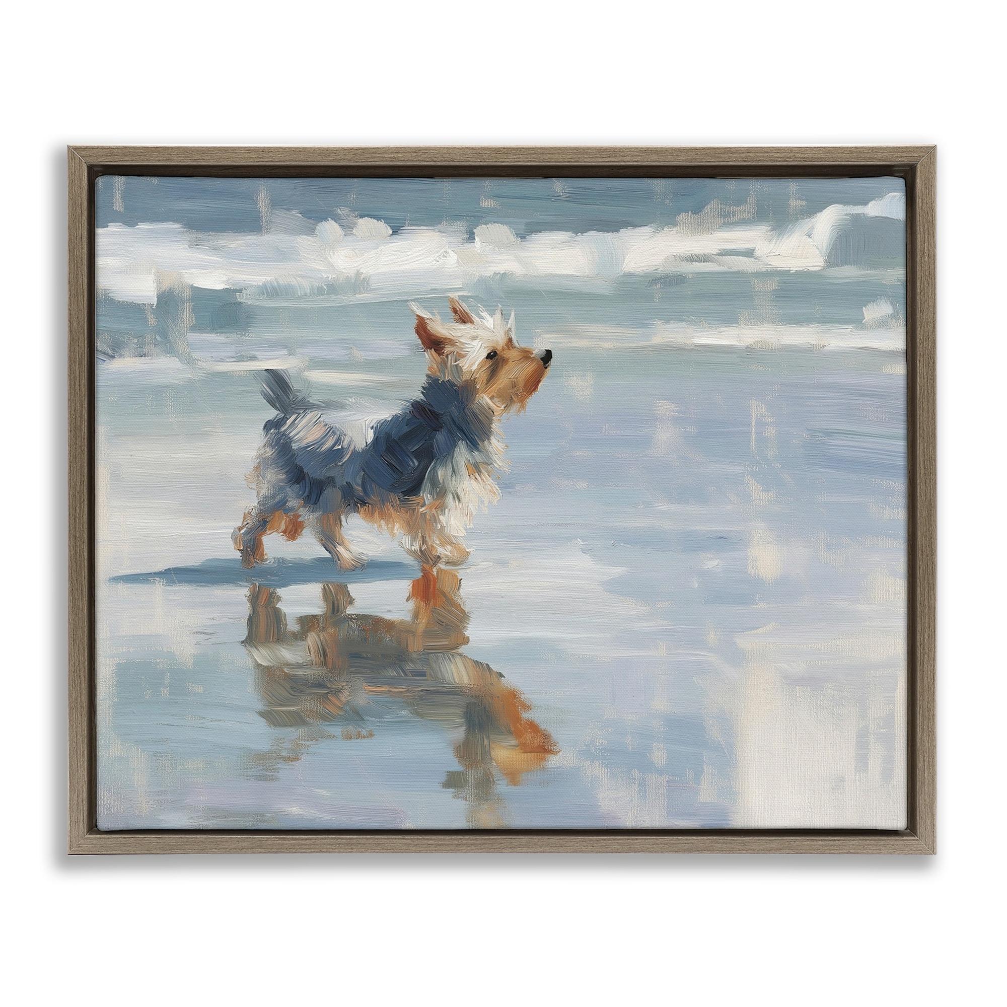 Stupell Yorkie's Quiet Moment Framed Floater Canvas Wall Art Design By Svetlana Aleynikova