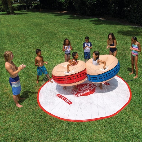 slide 2 of 7, Sports 10ft Sumo Wrestling Spray Pad with 2 Sumo Belly-Bumpers (23-WSM-4805-WOW)
