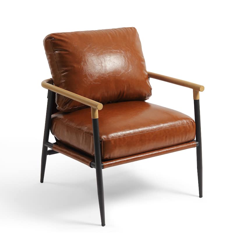 27" W Modern Upholstered Metal Frame Accent Chair