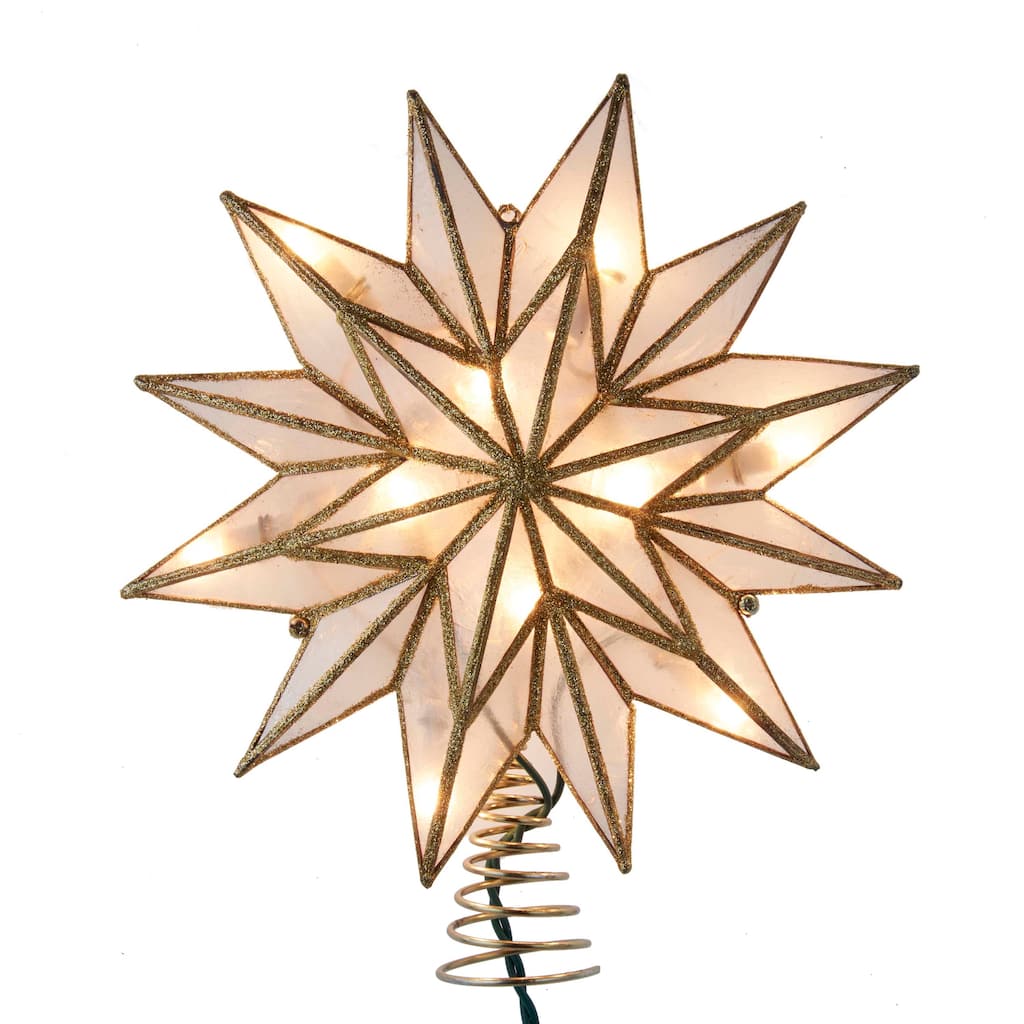 Kurt Adler 9.06-Inch UL 10-Light 12-Point Gold Capiz Star Treetop - 9.06"
