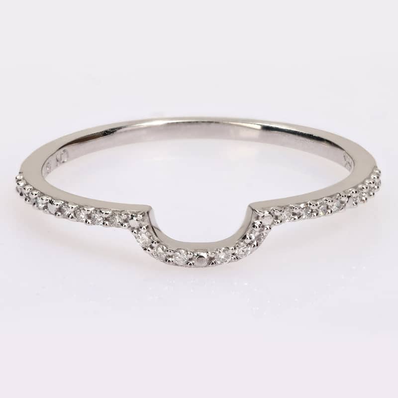 Miadora 1/10ct TDW Diamond Contour Stackable Wedding Band in 14k White Gold