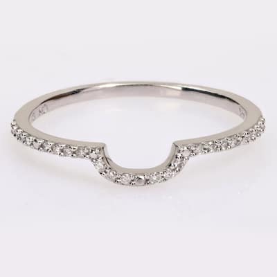 Miadora 1/10ct TDW Diamond Contour Stackable Wedding Band in 14k White Gold
