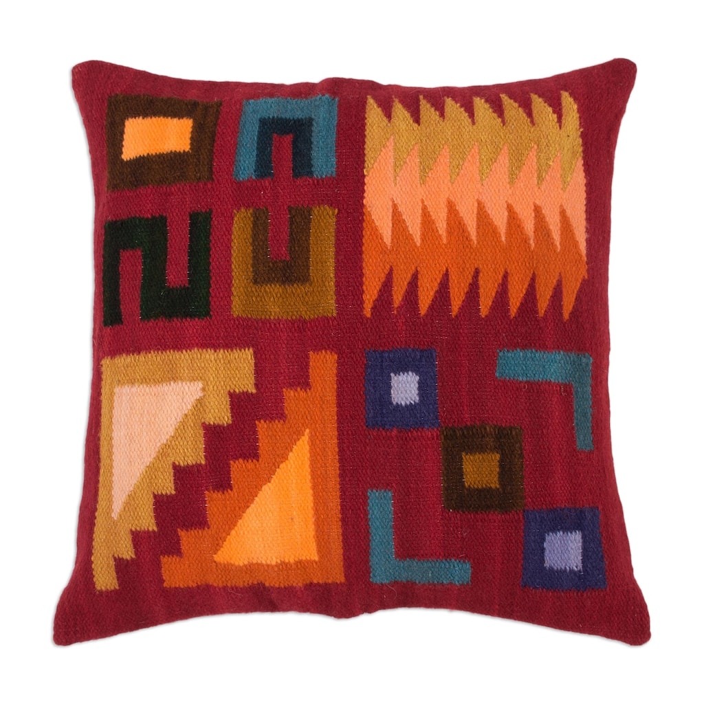 Novica Handmade Inca Labyrinth Wool Cushion Cover