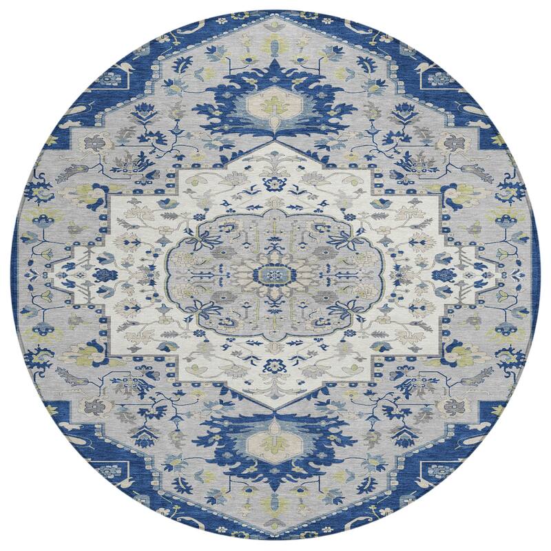 Machine Washable Indoor/ Outdoor Traditional Medallion Chantille Rug