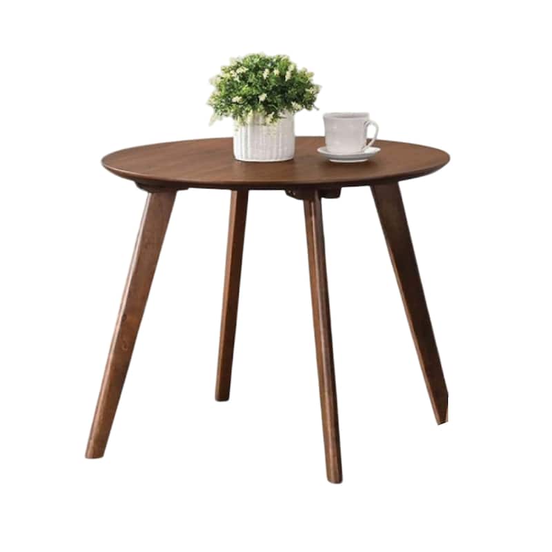 Ary 2pc Accent Table and Wingback Chair Set, Beige Boucle, Walnut Brown