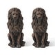 preview thumbnail 40 of 55, Glitzhome MGO Majestic Sitting Guardian Lion Statues Porch Sculpture Outdoor Indoor Set of 2 21" H Bronze