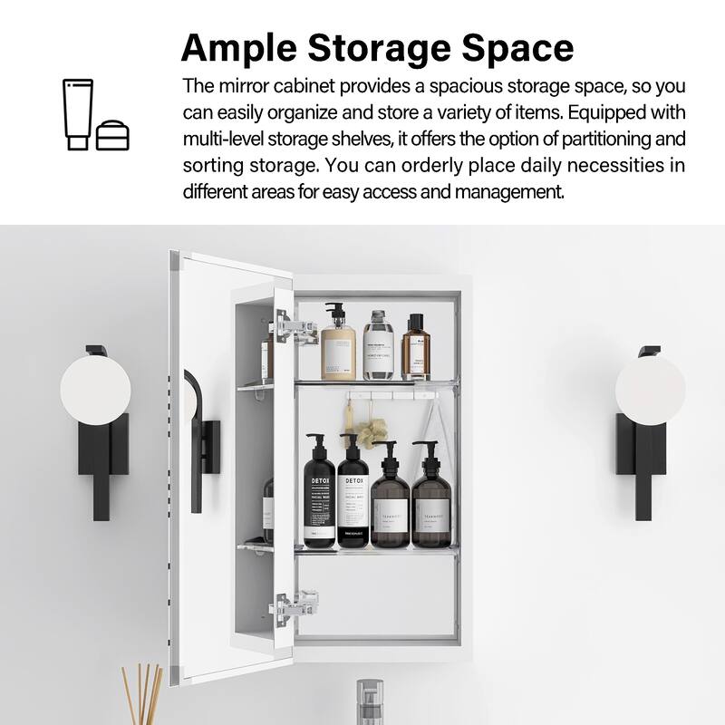 Rectangular Aluminum Medicine Cabinet with Mirror