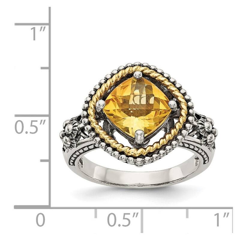 Curata 925 Sterling Silver Polished Prong set With 14k 2.10Citrine Ring