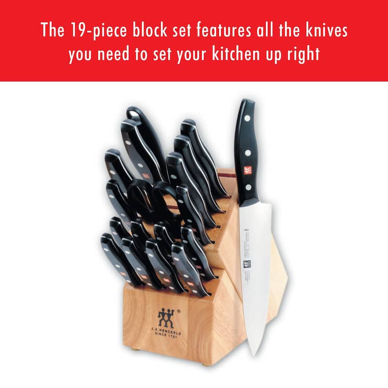 ZWILLING Twin Signature 19-pc German Knife block set, Made in Company-Owned German Factory, Special Formula Steel - Black